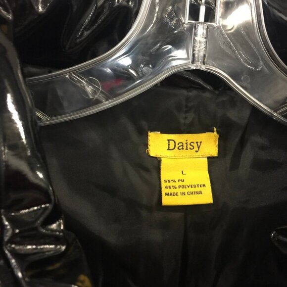 NEW!  BLACK CROPPED PUFFER JACKET SHINY, Large - Picture 2 of 3